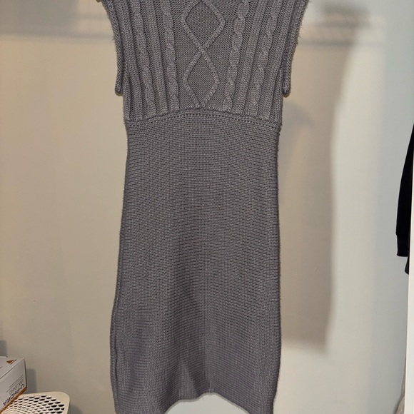 Gray Knit Midi Dress with Buttons - Picture 1 of 3